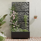 Casaphoria Metal Raised Garden Bed with Trellis and Wheels, 72"x35"x16" Planter Box for Climbing Plants, Vegetables & Vines, Features Drainage Holes and Privacy Screen (Black-Spring)