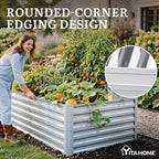 YITAHOME 6x3x2ft 2pcs Large Raised Garden Bed Kit, Galvanized Metal Planter Box with Gloves, Ground Nails, Support Rod, Outdoor Above Ground Planters for Plants Vegetables Flowers, Silver