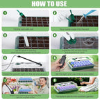Saillong 2 Pack Seed Starter Tray with Grow Light, 80 Cell Indoor Greenhouse Seed Starting Set with Humidity Dome, 360° Full Spectrum LED, Smart Timer, 5 Brightness Levels for Germination