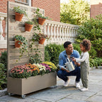 Casaphoria Metal Raised Garden Bed with Trellis and Wheels, 72"x47"x16" Arched Planter Box for Climbing Plants, Vegetables & Vines, Features Drainage Holes and Privacy Screen, Grey-Harold