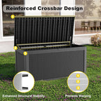 PatioZen 320 Gallon Resin Deck Box, Lockable Weatherproof Outdoor Storage Box for Furniture, Garden Tools and Tools Storage, Waterproof Outside Storage Boxes - Black