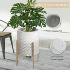 Oakrain Planters for Indoor Plants, Set of 2 Modern Planter with Stand, Decorative Metal Planter Pots for Living Room, Office, Garden, Balcony, 10"&12", White-Grey Gradient