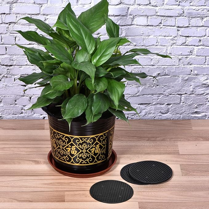 MECCANIXITY Flower Pot Hole Mesh Pad 4.7 Inch Bonsai Plant Bottom Round Plastic Soil Grid Screen Mat, Black Pack of 20
