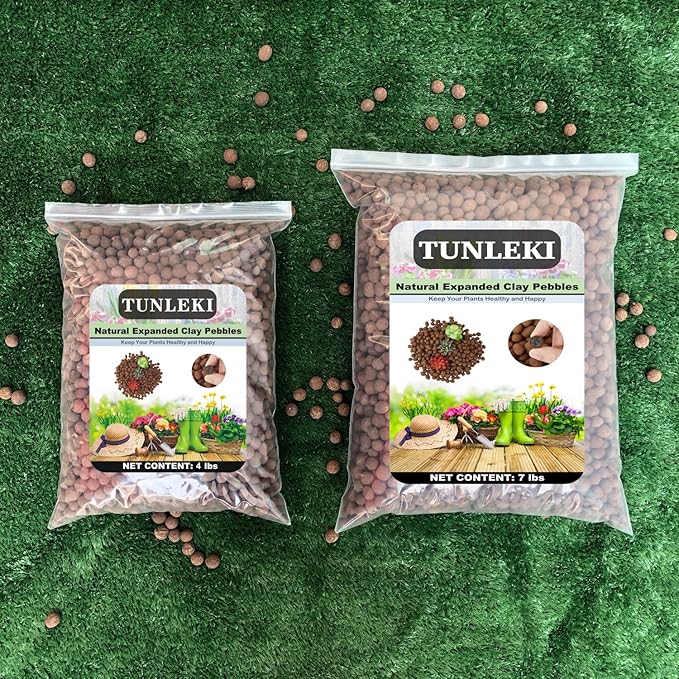 7Lbs Leca Expanded Clay Pebbles, 8-16mm Expanded Clay Aggregate, Natural Clay Pebbles for Hydroponic & Aquaponics Growing, Orchid Potting Mix, Hydroponics Supplies for Indoor Garden Plants