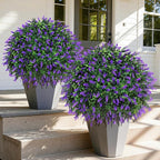 HyeFlora 2 Pack Artificial Topiary Boxwood Ball Trees with Lavender Fake Plants for Outdoor Indoor Artificial Shrubs with Ground Spike UV Resistant Fake Bushes for Front Porch Garden (Purple Lavender)