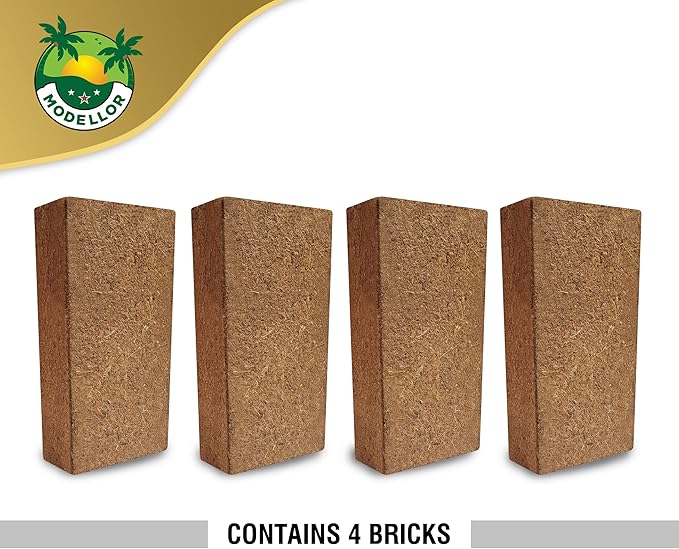 MODELLOR 4 Bricks (5 lb) Premium Super Washed Coco Coir, Yields 9 gallons, Seed Starter, Organic, pH Balanced, Gardening, Indoor, Outdoor use.