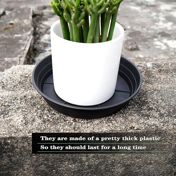 LWALRS 4 Packs 6 Inches Plant Saucer Drip Trays, Round Plastic Plant Pot Saucers Flower Pot Tray for Indoor Outdoor