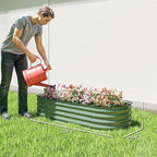 Outsunny 5' x 2' x 1' Galvanized Raised Garden Bed Kit, Outdoor Metal Elevated Planter Box with Safety Edging, Easy DIY Stock Tank for Growing Flowers, Herbs & Vegetables, Green
