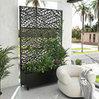 Casaphoria Metal Raised Garden Bed with Trellis and Wheels, 72"x47"x16" Planter Box for Climbing Plants, Vegetables & Vines, Features Drainage Holes and Privacy Screen (Black-Spring)
