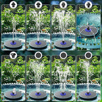 SZMP 3.5W Upgraded Glass Panel Solar Fountain with RGB Night Show, Anti-Drift Fixer & 7 Nozzles, Strong Floating Bird Bath Fountain for Garden, Pond, Outdoor (Blue)