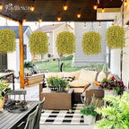 Artificial Hanging Flowers for Outdoors Spring Summer Decoration, 4PCS UV Resistant Silk Fake Hanging Plants for Patio Porch Front Yard Window Garden Indoor Decor(Yellow,4PCS)