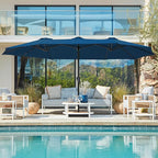 SUPERJARE 15FT Outdoor Umbrella for Patio, Double sided Pool Umbrellas with Fade Resistant Canopy, Large Table Umbrella for Deck, Market, Backyard - Navy Blue(No Base)