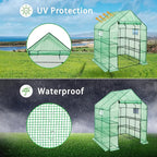 SUNGIFT Walk-in Greenhouse for Outdoors, 57x61x80 Inch Large Greenhouse, 3 Tiers 10 Shelves Mini Green House Kit with Observation Windows Roll-up Door Zipper, Plant Garden Hot House for Herbs, Flowers