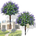 27.55 Inch Artificial Boxwood Trees, 2 Sets Faux Lavender Topiary with Spikes, Pot Filler Fake Shrubs Plants for Outdoor Planters, Round Topiary Bush Balls Front Porch Home Garden Spring Decor