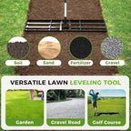 Lawn Leveling Rake, 45"x10" Stainless Steel Lawn Leveler with 76" Adjustable Handle, Heavy-Duty Yard Leveling Rake for Garden, Golf Course, Farm, Pasture, Professional Lawn Care Tool