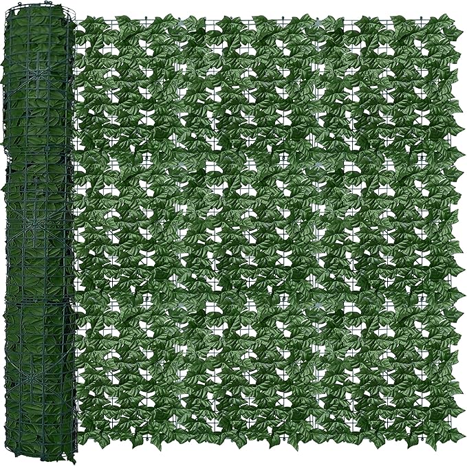 ODTORY Artificial Fence Privacy Screen: 5FT x 50FT UV-Anti Faux Greenery Backdrop Ivy Chain Link Shades Panels for Patio, Balcony, Garden,Deck,Backyard Indoor Outdoor Green Wall Decor