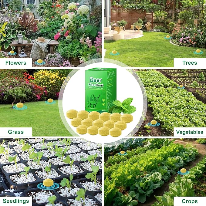 36 Pack Peppermint Deer Repellent, Deer & Rabbit Repellent Ball for Plant Yard Garden Outdoor, Deers Deterrent for Outdoor, Keep Deers and Rabbits Out Natural Ingredients Pet Safe, Yellow
