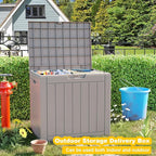 36 Gallon Outdoor Deck Box, Lockable Waterproof Outdoor Storage Boxes For Garden Tools,Indoor Cushions,Accessories Outside Storage Resin Weatherproof Container(Grey)