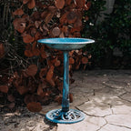 Backyard Expressions Outdoor Garden Bird Bath - Blue - Weather Resistant Polyresin - 27 Inch