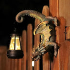 Solar Dragon Tree Hugger Statue Wall Decor - Whimsical Garden Statue with Solar Lantern, Outdoor&Yard Decor, Fantasy Dragon Figurine for Trees, Walls, or Fences - Unique Gifts for Women & Men