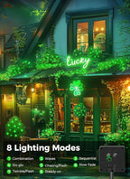 Minetom Solar String Lights Outdoor, 40FT 100 LED String Lights Solar Powered with 8 Lighting Modes, Green String Lights for St Patrick Decoration, Waterproof Solar Lights for Outside Tree Yard, Green