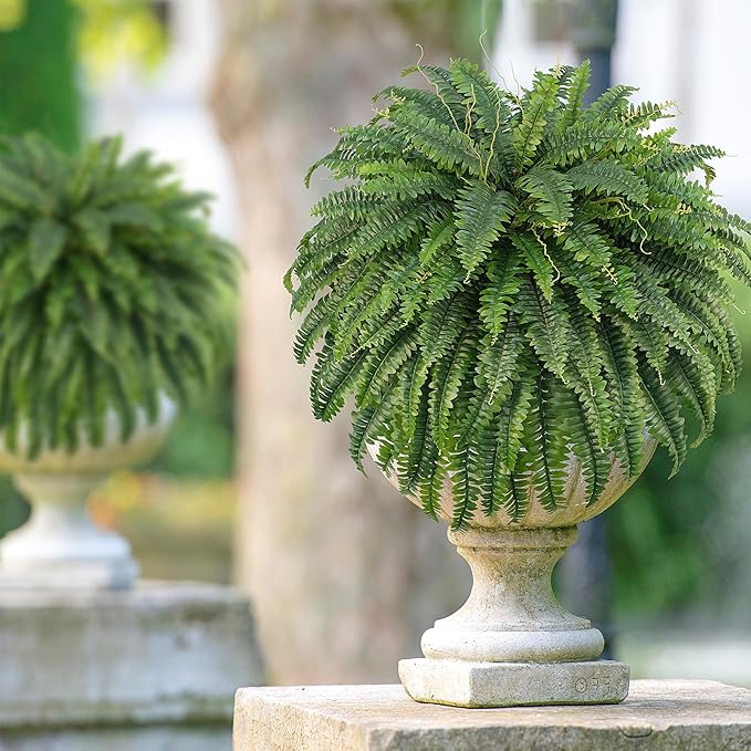50" Fake Ferns Bush Plants with 96 Frond, 2 Faux Ferns for Outdoors Planter Large Garden Porch Entrance Balcony Windowsill Home Decor