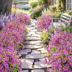 ATTGREAT Artificial Flowers Outdoor Faux Plants UV Resistant Fake Patio Flowers Plastic Greenery Plnats Outside Bulk for Spring Garden Hanging Planter Home Vase Decor, 24 Bundles (Purple)