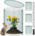 Hiboom 4 Pack Garden Plant Protectors from Animals with Stakes, Metal Mesh and Detachable Covers Wire Plant Cage for Keeping Bunny Animals Out, Chicken Wire Cover Garden Protect (16 * 13 in)