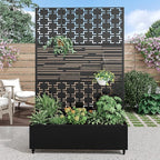 Casaphoria Metal Raised Garden Bed with Trellis and Wheels, 72"x47"x16" Planter Box for Climbing Plants, Vegetables & Vines, Features Drainage Holes and Privacy Screen, Black(Square&Shine)
