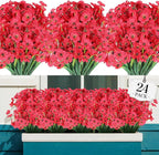 AGIRL 24 Bundles Artificial Flowers for Outdoor,No Fade Fake Plastic Flowers Faux Plants for Decoration Hanging Planters Indoor Outside Garden Porch Window Box Home Wedding Farmhouse
