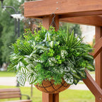 Artificial 20pcs Bunches Greenery Plants Fake Plastic Leaves with Stems UV Resistant Outside Faux Plants Bushes for Outdoor Patio Garden Front Porch Yard Decor