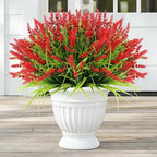 Faux Flowers for Outdoor Planters – 20 Bundles Fake Plants Outdoor, UV Resistant Artificial Plants & Flowers with Fake Monkey Grass, Faux Outdoor Plants for Porch Patio Garden Decor