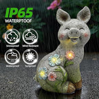 Leekung Solar Pig Statues Garden Decor,Outdoor Statue Sculpture with Led Lights,Solar Garden Decorations Pig Figurines for Patio,Balcony,Yard,Lawn,Unique Housewarming Birthday Gifts for Mom Women