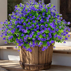 Artificial Flowers for Outdoors Fake Plants - 12 Bundles Faux Outside Greenery Boxwood No Fade Plastic Shrubs Fall Decor Farmhouse Home Garden (Purple)