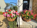 HyeFlora Artificial Faux Hanging Plants Flowers Basket for Summer Outdoor Outside Decoration, Fake Silk UV Sun Resistant Look Real Colorful Daisy Eucalyptus for Porch Home Patio Balcony Yard