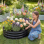 Land Guard Galvanized Raised Garden Bed Kit, Galvanized Planter Raised Garden Boxes Outdoor, Oval Large Metal Raised Garden Beds for Vegetables(Grey)4×2×1ft(1pcs)