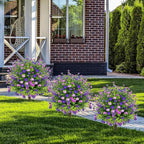 2 Pack Artificial Boxwood Topiary Ball Tree with Spikes,Outdoor UV Resistant Fake Bushes Plants Flowers,Faux Shrubs Greenery for Planters Yard Porch Pathway Office Spring Decor - Purple