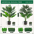 Der Rose 2 Pack 28" Tall Bird of Paradise Artificial Plants and Artificial Monstera Plants Tropical Fake Potted Banana Tree Faux Plants Indoor and Outdoor for Home Office Living Room Porch Decor