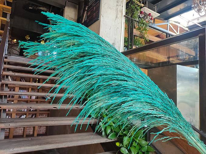 Pampas Grass Decor Tall,Long Pampas, Large Pompas Floral, Elegant Feather Flowers for Wedding Decorations, Living Room Decor (Natural Teal, 6pcs 43.3"(110cm))
