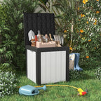 PatioZen 50 Gallon Resin Deck Box, Lockable Patio Outdoor Storage Box for Furniture, Garden Tools and Tools Storage, Waterproof Outside Storage Boxes - Black&White