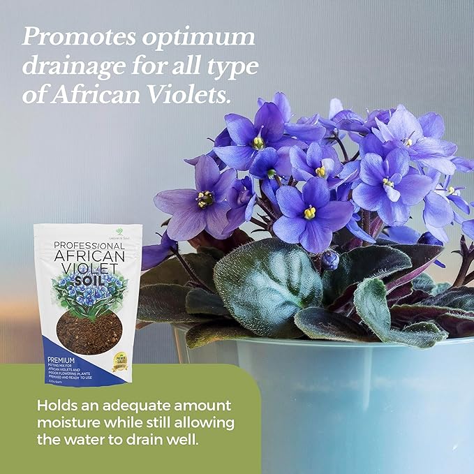 Professional African Violet Soil Mix Large 2.2 Quarts Ready to Use, Premium Potting Soil for African Violet Plants Indoor Flowering Soil, Peat Moss Coco Coir Perlite Dolomite Made in USA