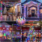 JMEXSUSS 150 LED Christmas Lights Indoor Outdoor Waterproof, 59 ft Connectable Christmas Tree Lights Plug in, 8 Modes Multicolor String Lights for Bedroom Tree Fence Patio Party Christmas Decorations