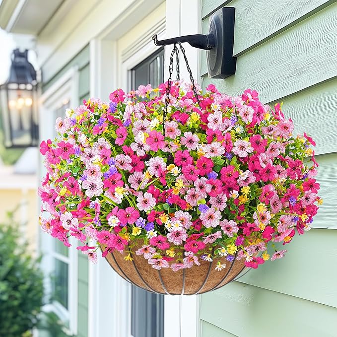 BLEUM CADE 34 Bundles Artificial Flowers for Outdoors, UV Resistant Fake Outdoor Flowers, Realistic Faux Outdoor Flowers for Decoration, Outside Fake Plants for Porch Garden Decor