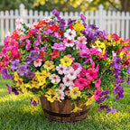 Artificial Flowers for Outdoor Fake Plants for Spring Decoration,Faux Eucalyptus Flowers for Planter UV Resistant Lifelike for Home Porch Garden (Yellow/Pink/Red/Light Purple)
