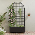 Casaphoria Metal Raised Garden Bed with Trellis and Wheels, 72"x35"x16" Arched Planter Box for Climbing Plants, Vegetables & Vines, Features Drainage Holes and Privacy Screen (Black-Grid)