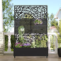 Casaphoria Metal Raised Garden Bed with Trellis and Wheels, 72"x47"x16" Arched Planter Box for Climbing Plants, Vegetables & Vines, Features Drainage Holes and Privacy Screen (Black-Net&Louvered)