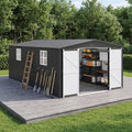 12x20 FT Outdoor Storage Shed, Metal Garden Shed with Lockable Door & Sloped Roof, Large Waterproof Utility Tool Shed for Backyard, Garden, Patio, Lawn, Black