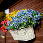 AXYLEX Artificial Flowers for Outdoors Fake Plants - 16 Bundles Faux Outside Greenery Boxwood No Fade Plastic Shrubs Fall Decor Farmhouse Home Garden (Blue)