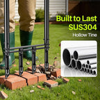 Knee-Friendly Manual Lawn Aerator Tool –Adjustable SUS304 Stainless Steel Core Aerator for Grass, Yard Aeration Tool with 4 Hollow Tines for Lawn Care and Compacted Soil,43.3"-48.5",Black