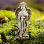 Rezpuao Angel Statue for Garden,Solar Angel for Cemetery Decorations,Garden Memorial Angels,Resin Praying Angels Figurine for Patio Lawn Yard Porch Decorations,12.12inch
